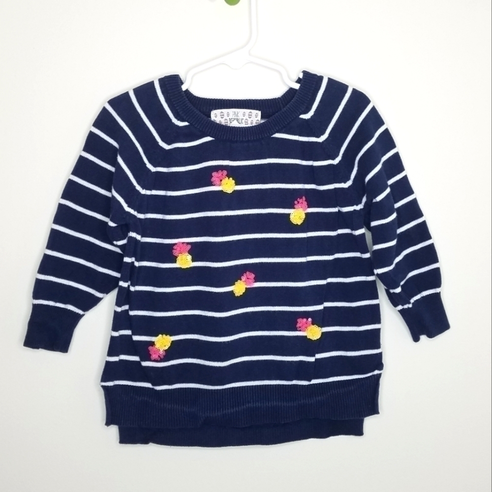 Pink Republic Pineapple Sequin Stripe Sweater 6x